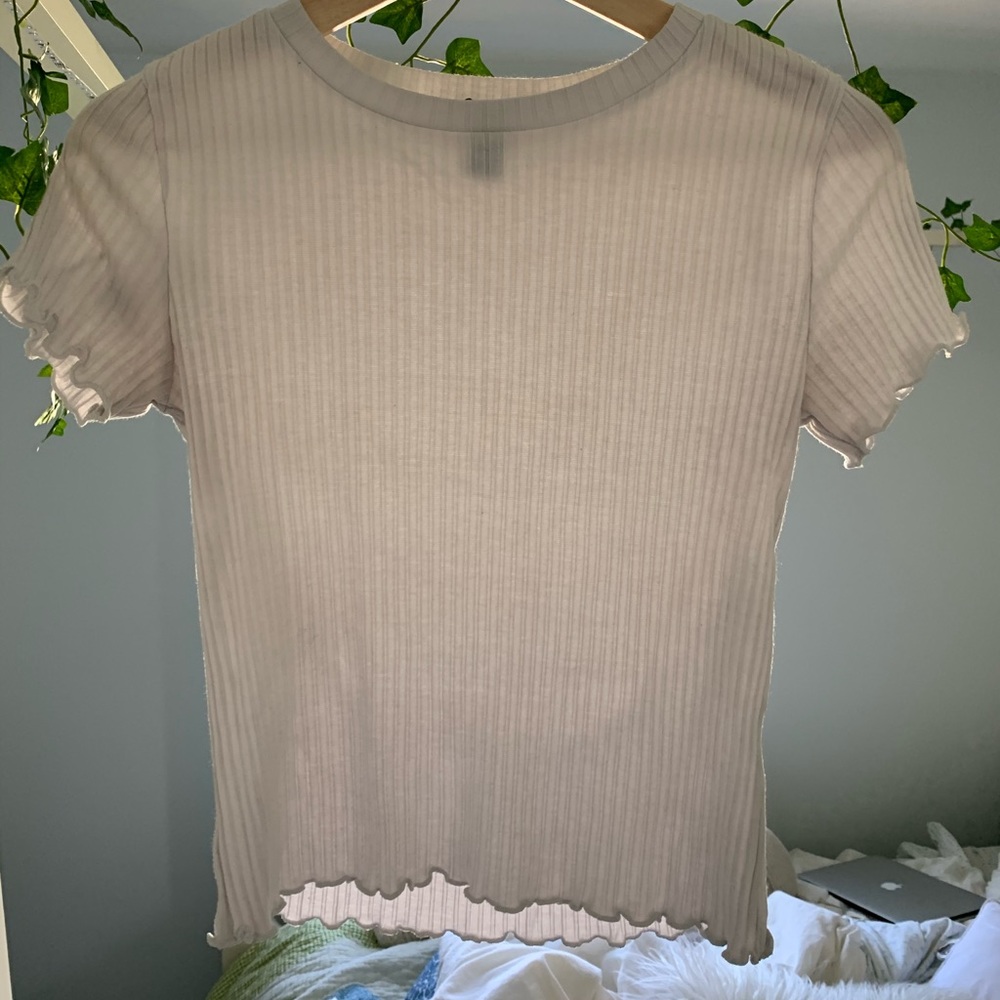 White Lettuce Trim Fitted Crop Top